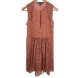 Winter Kate Sleeveless Floral‎ Midi Silk Dress in Pink Peach Sz S